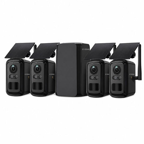 PoE NVR Security System AI Sensors - 4× 4K Bullet Cameras WiFi 1,700ft Coverage | Black